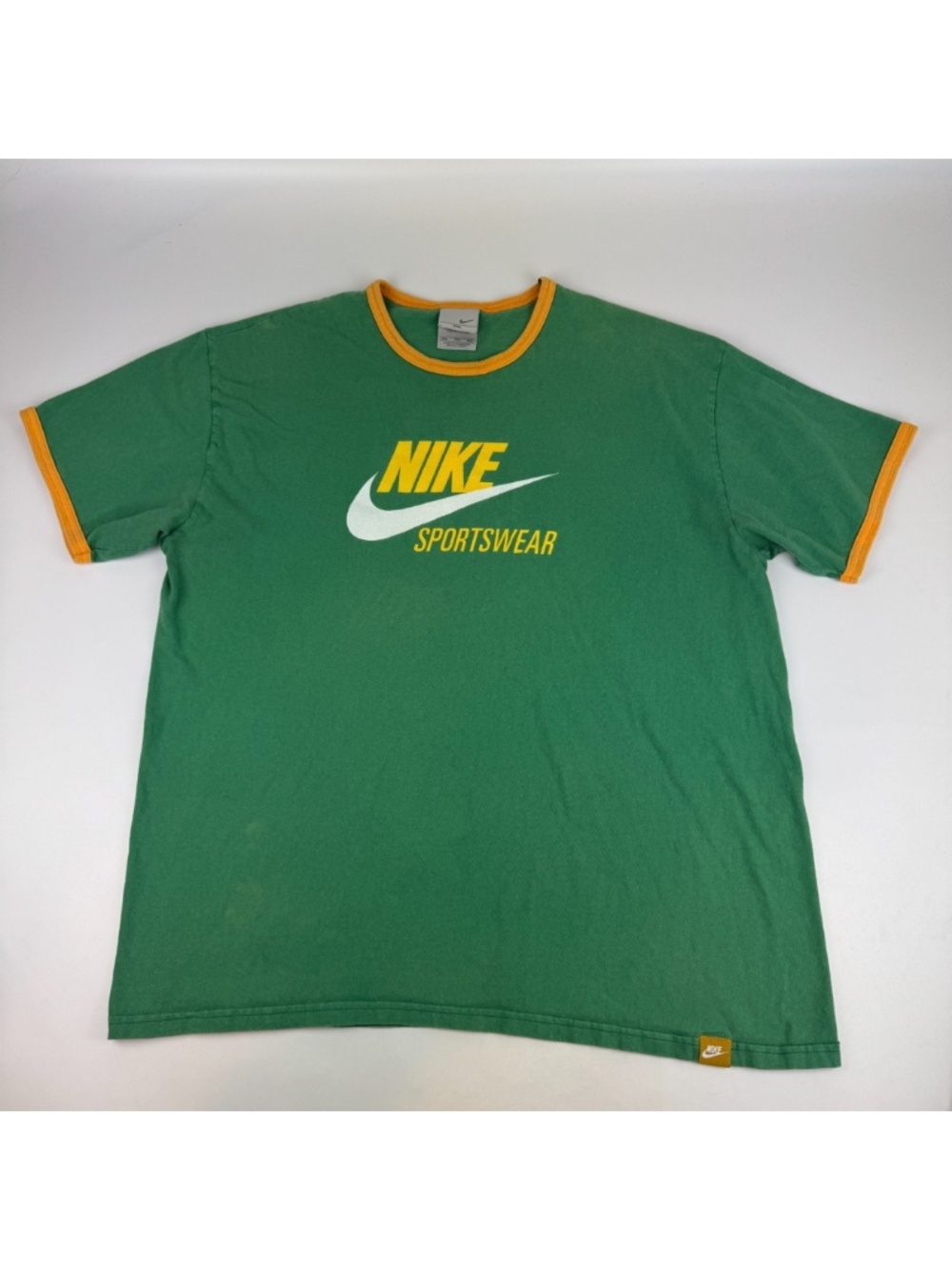 Vintage Y2K Nike Sportswear Mens Size 2XL Crewneck Ringer Shirt Green *Read